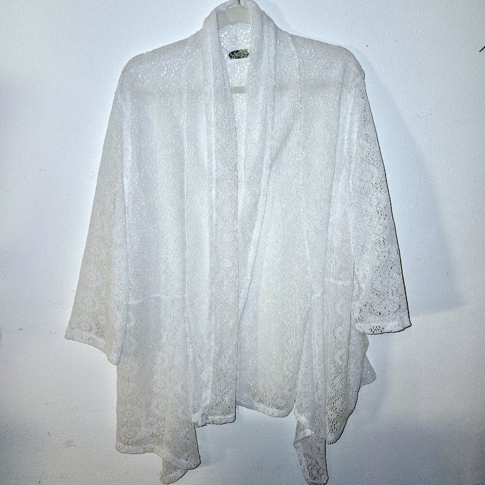 White Collections Etc. Lightweight Lace Coverup Over Piece Jacket Size 2X